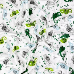 Flanell Chamäleons grün-blau  