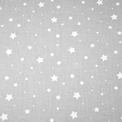 Baumwolle 100% verschiedene Sterne weiß auf grauem Hintergrund  
