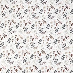 Baumwolle 100% Ginkgo mini braun auf weißem Hintergrund  