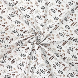 Baumwolle 100% Ginkgo mini braun auf weißem Hintergrund  