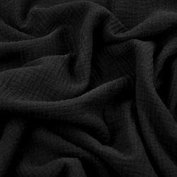 Musselin Double Gauze schwarz (Schwarz)  