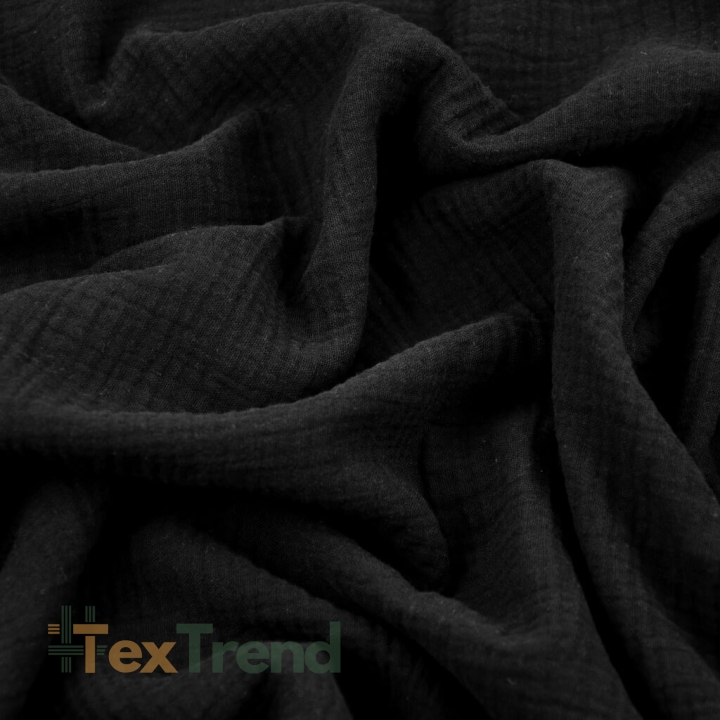 Musselin Double Gauze schwarz (Schwarz)  