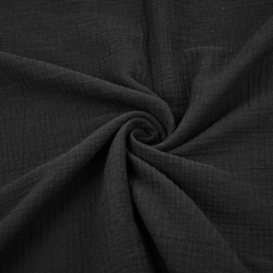 Musselin Double Gauze schwarz (Schwarz)  