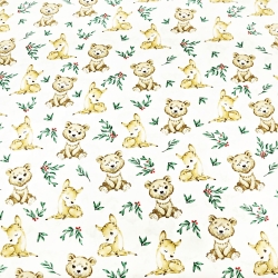 Baumwolle 100% Tiere Bären und Rehe mit Preiselbeeren  