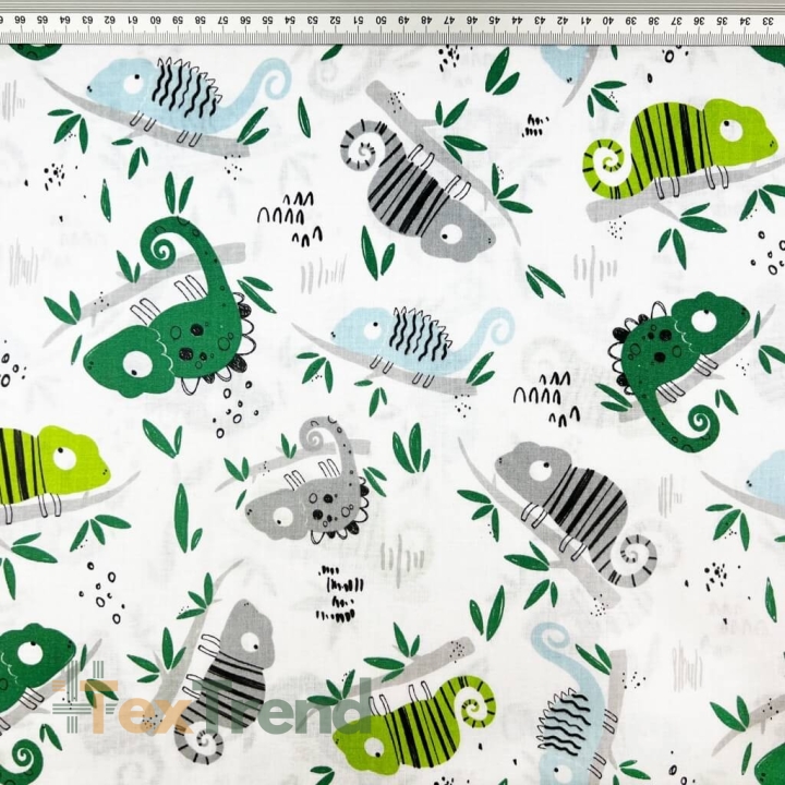 Baumwolle 100% Chamäleons grün-blau  