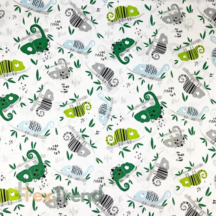 Baumwolle 100% Chamäleons grün-blau  