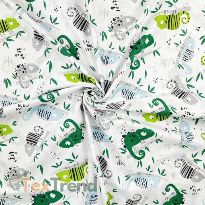 Baumwolle 100% Chamäleons grün-blau  