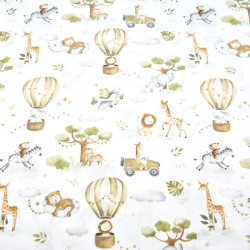 Baumwolle 100% afrikanische Tiere oliv-beige in Luftballons  