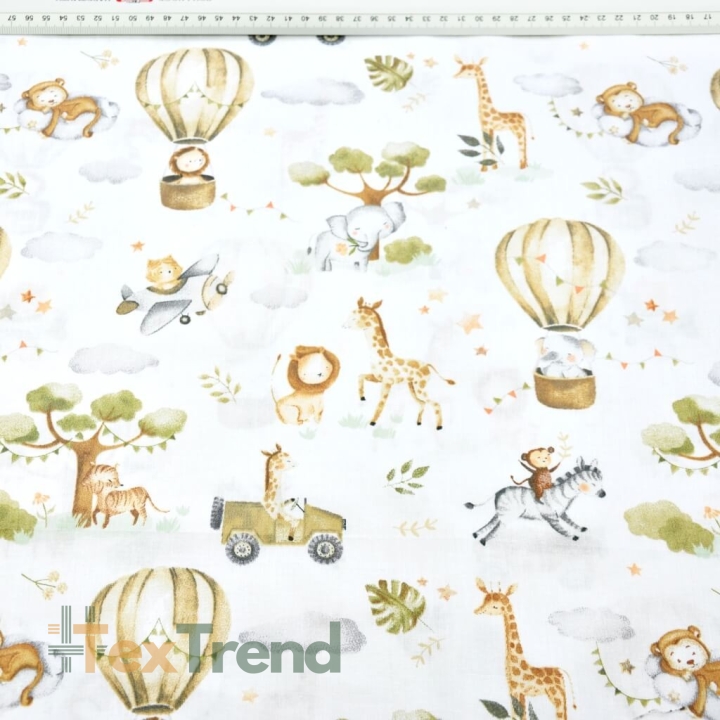 Baumwolle 100% afrikanische Tiere oliv-beige in Luftballons  