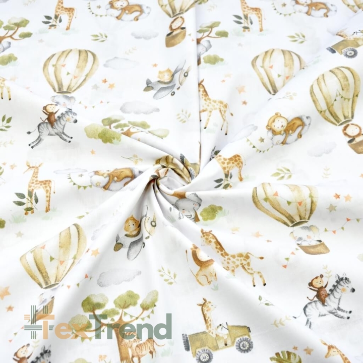 Baumwolle 100% afrikanische Tiere oliv-beige in Luftballons  