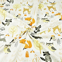 Baumwolle 100% Tiere im Wald  