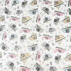 Baumwolle 100% Chamäleons rosa-blau-beige  