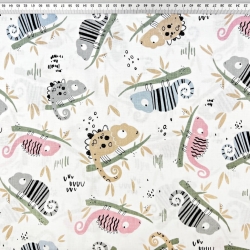 Baumwolle 100% Chamäleons rosa-blau-beige  