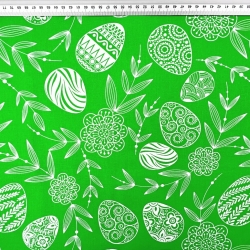 Baumwolle 100% Muster Ostereier auf grünem Hintergrund  