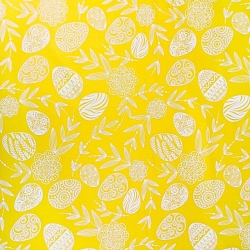 Baumwolle 100% Muster Ostereier auf gelbem Hintergrund  