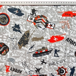 Baumwolle 100% militärisches Muster grün-orange-grau  