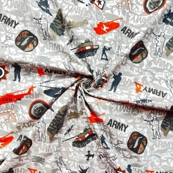 Baumwolle 100% militärisches Muster grün-orange-grau  