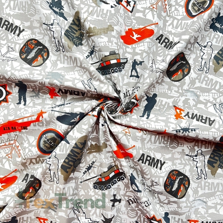 Baumwolle 100% militärisches Muster grün-orange-grau  