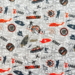 Baumwolle 100% militärisches Muster grün-orange-grau  