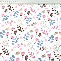 Baumwolle 100% Ginkgo Mini rosa auf weißem Hintergrund  