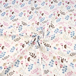 Baumwolle 100% Ginkgo Mini rosa auf weißem Hintergrund  