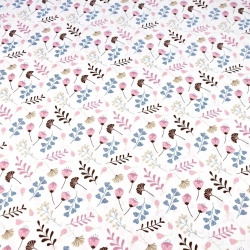 Baumwolle 100% Ginkgo Mini rosa auf weißem Hintergrund  