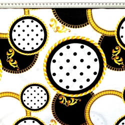 Baumwolle 100% Spiegel mit gold-schwarzen Punkten  