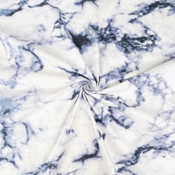 Baumwolle 100% blaue Marmorierung auf weißem Hintergrund - 220 cm  