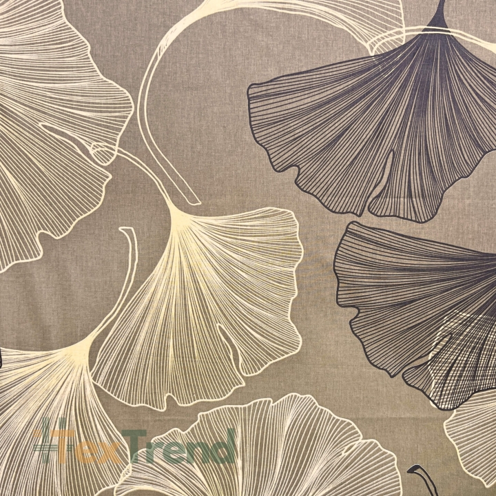 Baumwolle 100% Ginkgo-Blätter auf beigem Hintergrund  