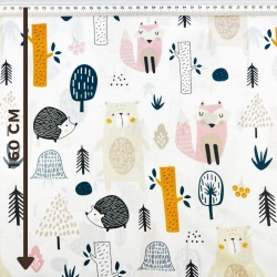100% Baumwolle mit Tieren und Bäumen (Füchse, Bären und Igel)  