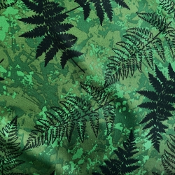 Wasserabweisender Stoff Farnblätter auf grünem Hintergrund  