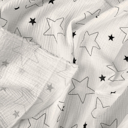 Musselin Double Gauze bedruckt mit Sternchenumrissen  