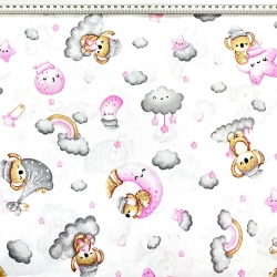 Baumwolle 100% schlafende Koalabären auf Wolken und Monden  