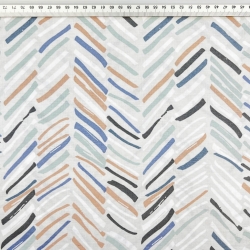 100% Baumwolle mit pastellfarbenen Streifen auf hellgrauem Hintergrund  