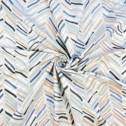 100% Baumwolle mit pastellfarbenen Streifen auf hellgrauem Hintergrund  