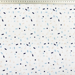 100% Baumwolle mit Streifen und Punkten in dunkelblau-melonenfarben  