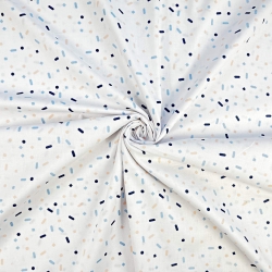 100% Baumwolle mit Streifen und Punkten in dunkelblau-melonenfarben  