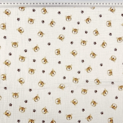 Musselin Double Gauze bedruckt mit beigen Tigerköpfen  