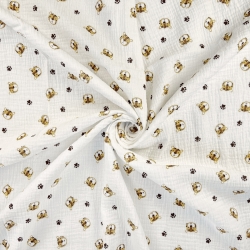 Musselin Double Gauze bedruckt mit beigen Tigerköpfen  