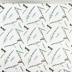 Baumwolle 100% Insekten und Libellen mini auf weißem Hintergrund  