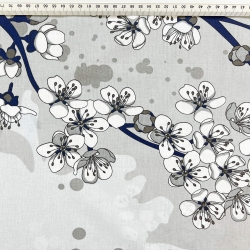 Baumwolle 100% Apfelbaumzweige auf grauem Hintergrund  