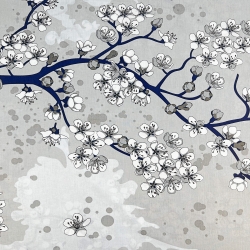 Baumwolle 100% Apfelbaumzweige auf grauem Hintergrund  