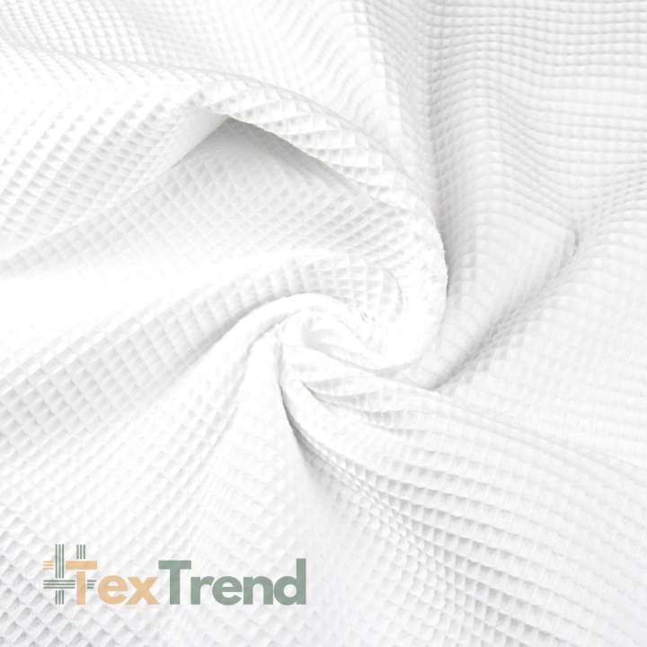 Steifer Waffelstoff aus Baumwolle in Weiß  