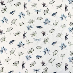 Baumwolle 100% Insekten mit Zweigen auf weißem Hintergrund  