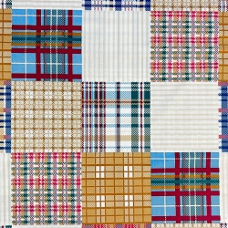 Baumwolle 100% Patchwork kariert blau-beige  