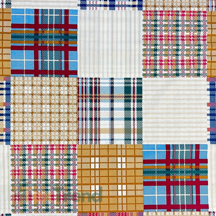 Baumwolle 100% Patchwork kariert blau-beige  