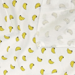 Musselin Double Gauze bedruckt mit Bananen  