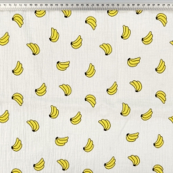 Musselin Double Gauze bedruckt mit Bananen  