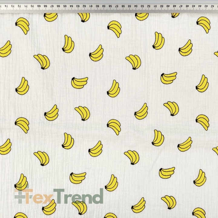 Musselin Double Gauze bedruckt mit Bananen  