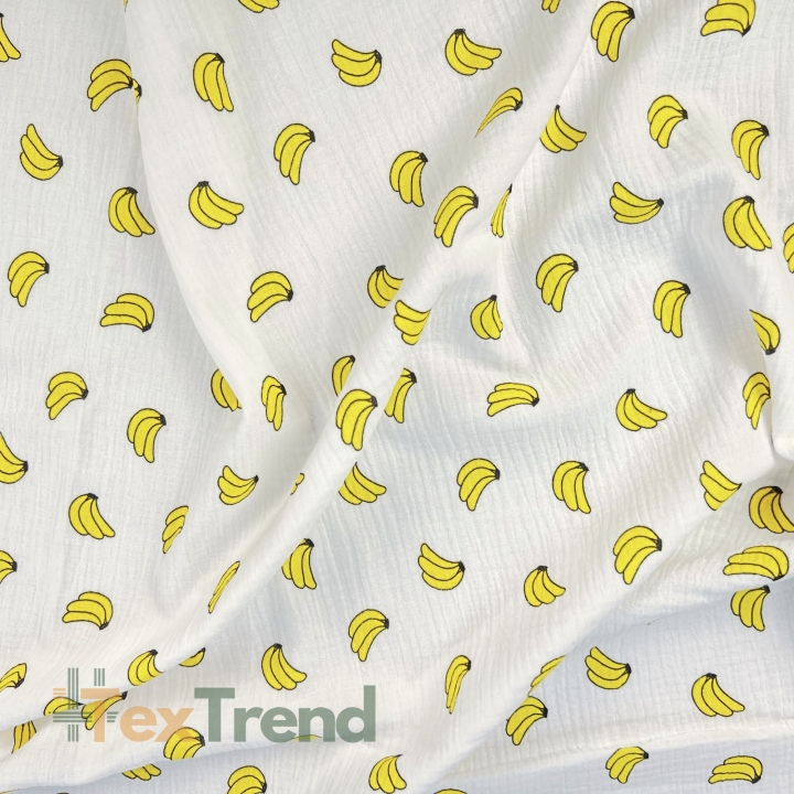 Musselin Double Gauze bedruckt mit Bananen  